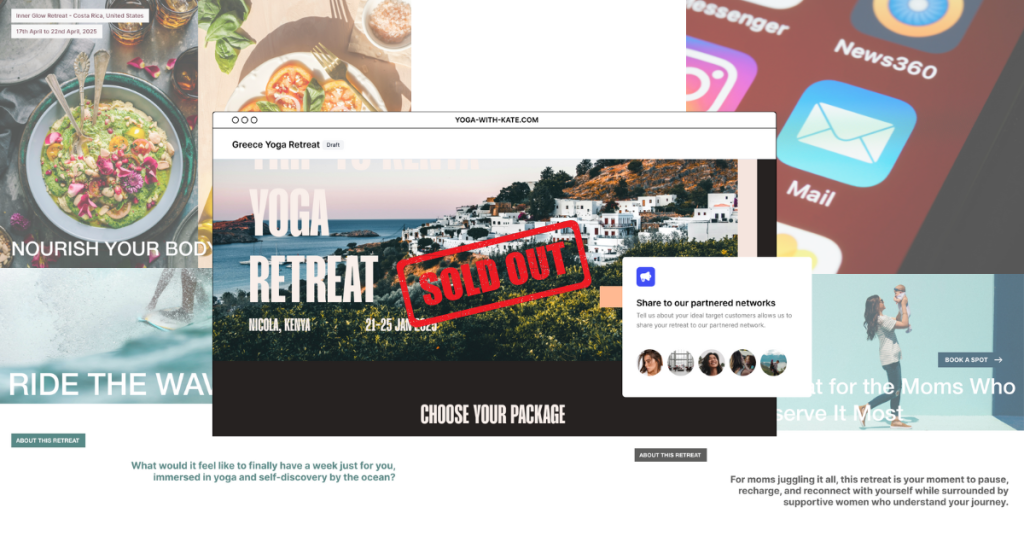 Hero section of a retreat website powered by TheFlowOps